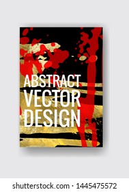 Vector Black, red and Gold Design Template for Brochures, Flyers, Mobile Technologies, Applications, Online Services, Typographic Emblems, Logo, Banners. Golden Abstract Modern Background