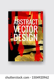 Vector Black, red and Gold Design Template for Brochures, Flyers, Mobile Technologies, Applications, Online Services, Typographic Emblems, Logo, Banners. Golden Abstract Modern Background