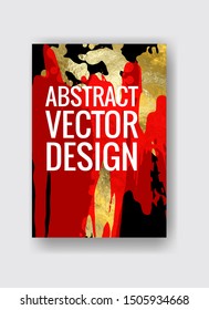 Vector Black, red and Gold Design Template for Brochures, Flyers, Mobile Technologies, Applications, Online Services, Typographic Emblems, Logo, Banners. Golden Abstract Modern Background