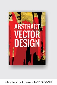 Vector Black, red and Gold Design Template for Brochures, Flyers, Mobile Technologies, Applications, Online Services, Typographic Emblems, Logo, Banners. Golden Abstract Modern Background