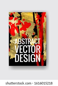 Vector Black, red and Gold Design Template for Brochures, Flyers, Mobile Technologies, Applications, Online Services, Typographic Emblems, Logo, Banners. Golden Abstract Modern Background