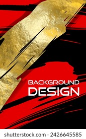 Vector Negro Rojo y Oro Plantilla de Diseño, Volantes, Tecnologías Móviles, Aplicaciones, Servicios en Línea, Emblemas Tipográficos, Logo, Banners. Fondo abstracto dorado.