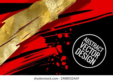 Vektorgrafik Schwarz Rot und Gold Design Vorlage, Flyer, Mobile Technologien, Anwendungen, Online-Dienstleistungen, typografische Embleme, Logo, Banner. Goldener Abstrakter Hintergrund.