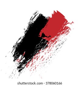 vector black and red  grunge brush strokes ink paint isolated on white 