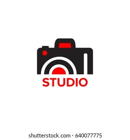 Vector Black and Red Icon for Photographer. Camera Icons