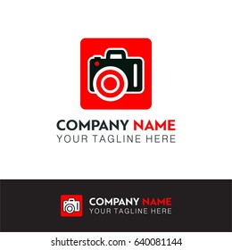 Vector Black and Red Icon for Photographer. Camera Icons