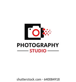 Vector Black and Red Icon for Photographer