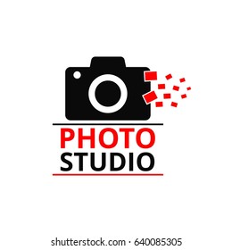 Vector Black and Red Icon for Photographer