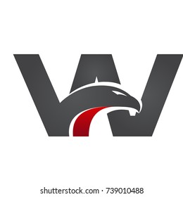 Vector Black Red Initial W Eagle Logo