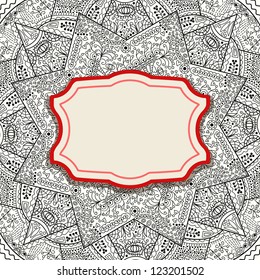 Vector Black Red Invitation Card with Abstract Backdrop. Grunge Background.