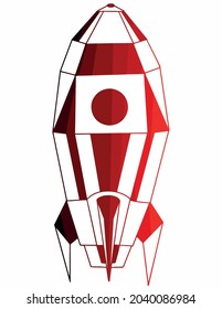 Vector black and red rocket. Simple logo, sign