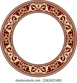 Vector black and red round Turkish ornament. Endless ottoman national border, frame.
