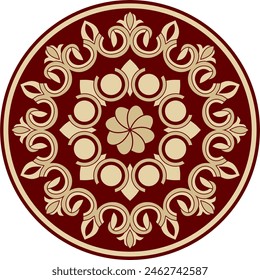 Vector black and red round Turkish ornament. Endless ottoman national circle.
