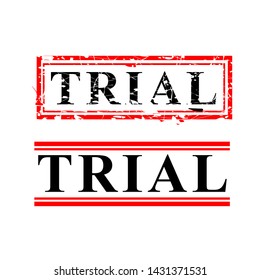Vector, Black and Red Rubber Stamp, Trial, isolated on white
