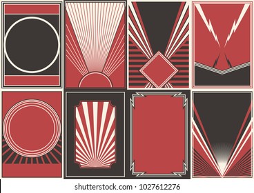 Vector Black Red White Background Set for Propaganda Posters in Retro Style