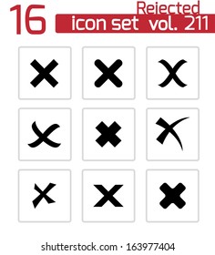 Vector black rejected icons set