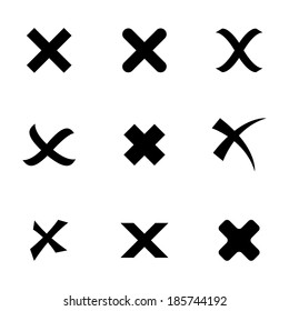 Vector black rejected icons set on white background