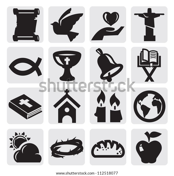 Vector Black Religion Icon Set On Stock Vector (Royalty Free) 112518077