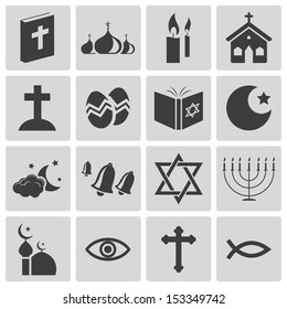 Vector black  religion icons set