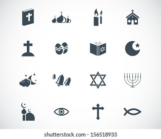 Vector black  religion icons set