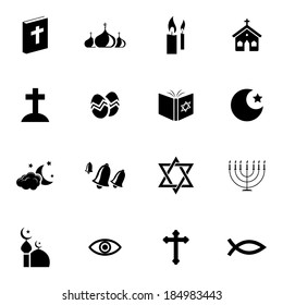 Vector black  religion icons set on white background