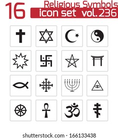 Vector black religious symbols set