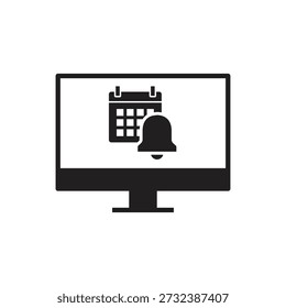 Vector Negro Recordatorio de la campana en el icono del calendario