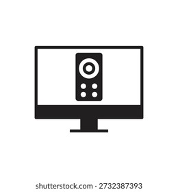 Vector black remote controller on desktop screen