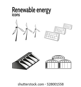 Vector black renewable energy icons