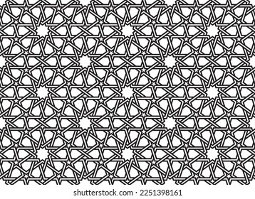 Vector black repeating plastic texture in Arabic style. White background