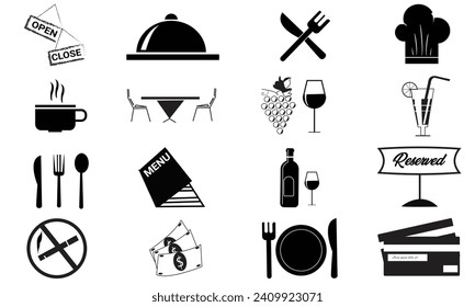 Un icono del restaurante negro vectorial lo puso muy creativo.