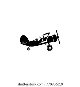 Vector black retro biplane icon. Transport elements. Premium quality graphic design icon. Simple icon for websites, web design, mobile app, info graphics on white background