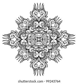 Vector  black retro floral pattern