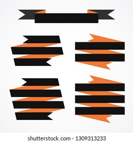 Vector black ribbon banners set. Beautiful blank for decoration graphic. Old vintage style design. Premium decorative elements isolated on white