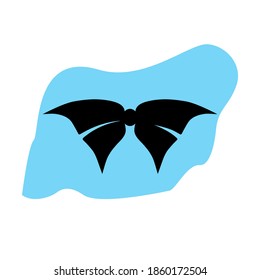 Vector Black Ribbon with blue background. flat illustration style