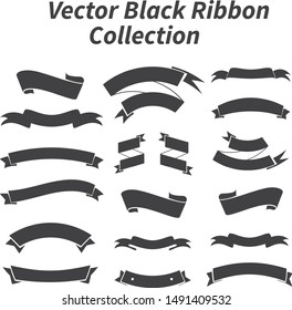 vector black ribbon collection illustration