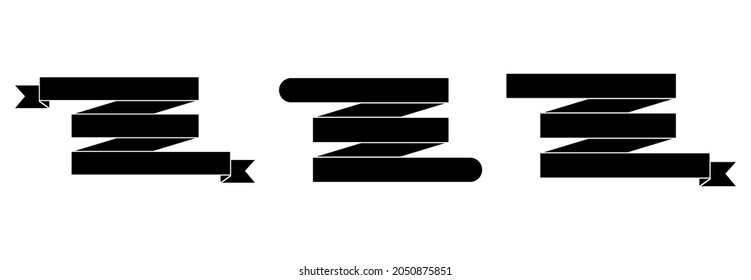 vector black ribbon icon set sign symbol