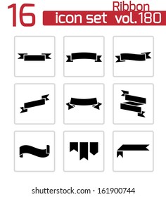 Vector black ribbon icons set