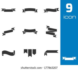 Vector black ribbon icons set white background