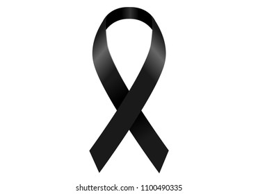 vector black ribbon, mourning sign,