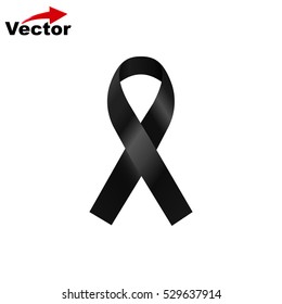 Vector Black Ribbon, Mourning Sign,