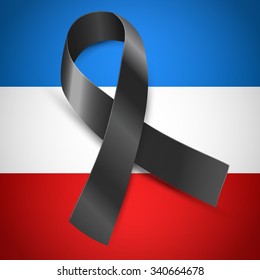 Vector black ribbon on a flag of France