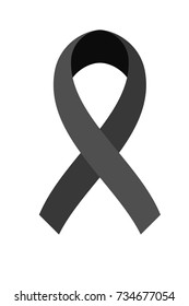 Vector of Black ribbon on white background. Mourning symbol.
