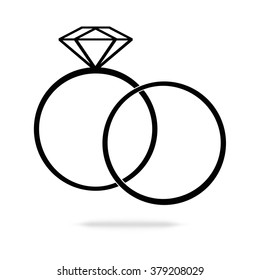 Vector black  rings icon on white background