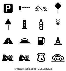 Vector black road icon set. 