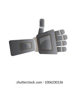 vector black robot hand isolated on white background. vector robotic arm symbol. technology background design template.