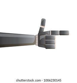 vector black robot hand isolated on white background. vector robotic arm symbol. technology background design template.