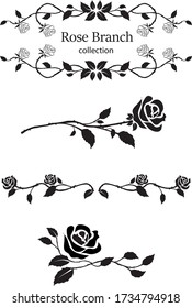 ramas de rosa negras vectoriales establecidas en un fondo blanco.
