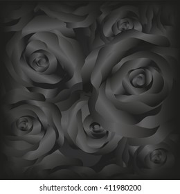 Vector Black Roses Background.