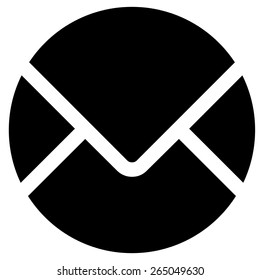 vector black round envelope icon on white background. eps 10.